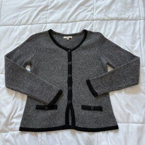 Womens Size Small Gray Button Up Wool Cardigan Officechic Corpcore Workwear